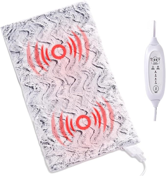 Heat Massaging Weighted Heating Pad for Back Pain Relief, Weighted Electric Heating Pad with Massaging Vibrations 12"x24" 3.7lb BPA-Free Non-Toxic Beads, 4 Heat Settings, 4 Massage Modes, 2h Auto-Off