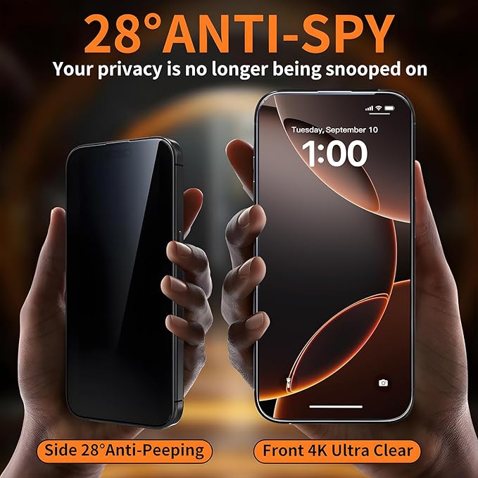 X-it 2 Packs Privacy Screen Protector for iPhone 16 Pro 6.3-inch - [Auto-Dust Removal] 9H+ Tempered Glass [10X Military Protection], Bubble Free, Case Friendly