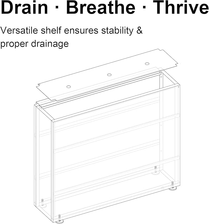 GSK White LED Metal Planter Boxes Magnetic LED Lighting Strips × 2 Galvanized Extra Large Tall Raised Garden Bed Trough Durable Indoor Outdoor Flower Divider Shelf Versatile Plant Stand Space Divider