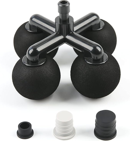 Massager Head with 4 Round Balls Massage Gun Soft Heads Replacement 4 Balls Massage Head with 3 Sizes Silicone Adapters