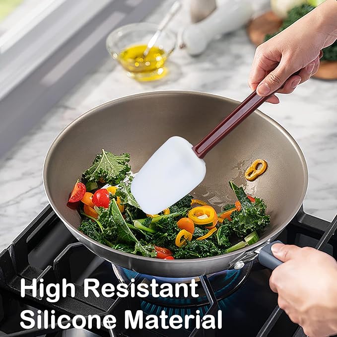 14 INCH Silicone Spatulas Heat Resistant Heavy Duty Rubber Spatulas Commercial Spatulas Set for Kitchen Use Silicone Cooking Utensils Sets of 2