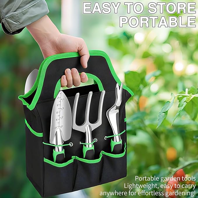 Gardening Tool Set, 8 Heavy-Duty Garden Kits, Including Pruners, Gloves, Rakes, Shovels, Etc., Ergonomic Manual Tools for Planting, Pruning and Transplanting