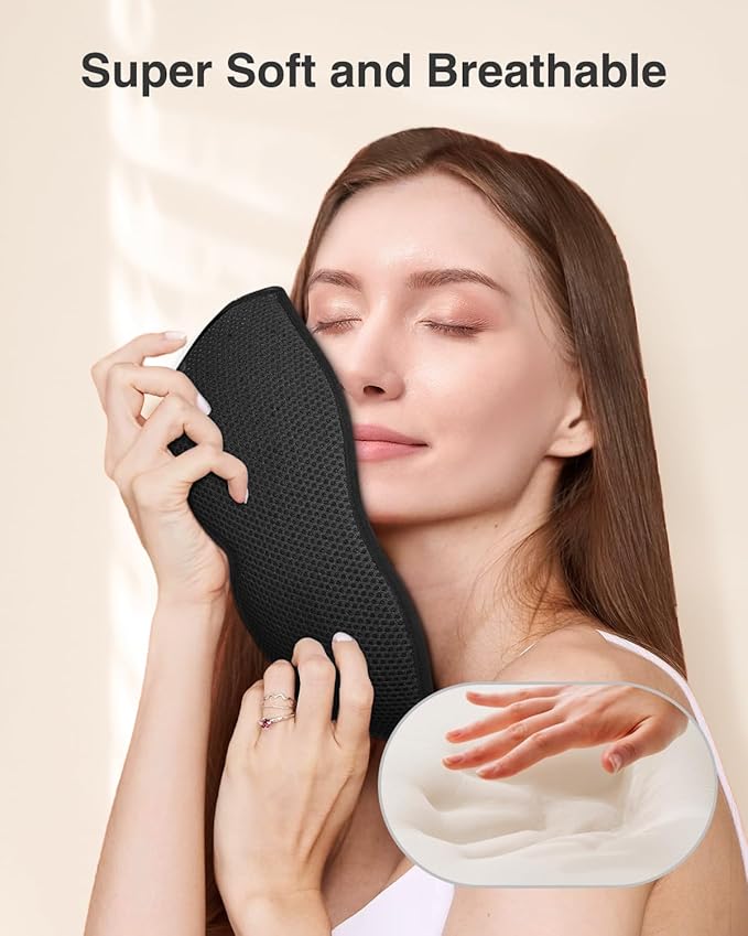 MABAO 2 Packs Sleep Mask for Side Sleeper, Eye Mask for Sleeping Women Men, 3D Contoured Cup No Eye Pressure 100% Light Blocking Sleeping Mask with Adjustable Strap Night Blindfold, Nap, Black & Pink