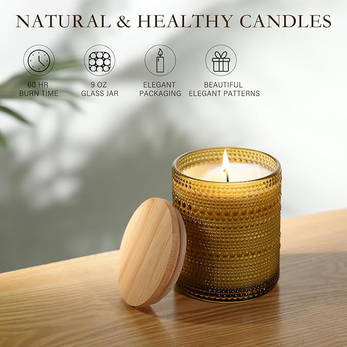Apple & Cinnamon Scented Candle, Large Jar Aromatherapy Candle Over 60 Hours of Burn Time, Candles for Home Scented Fall Decor Home Fragrance Perfect for Gifting