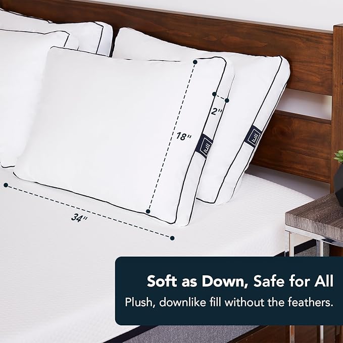 Lull Original Pillow | Machine Washable & Hypoallergenic Pillow w/Adaptive Fibers for Neck & Spine Support, 100 Night Trial (King)