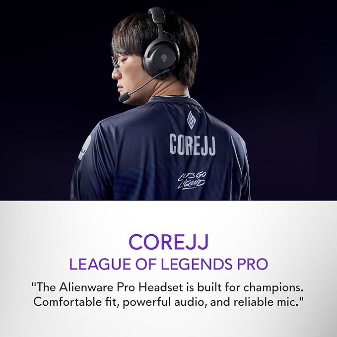 Alienware Pro Wireless Gaming Headset - Wired/Wireless, Bluetooth 5.3, 15 Minute Fast Charging, Audio Output 20 Hz, Battery Talk Time (ANC on) Up to 24 Hrs (Bluetooth), Dark Side of The Moon