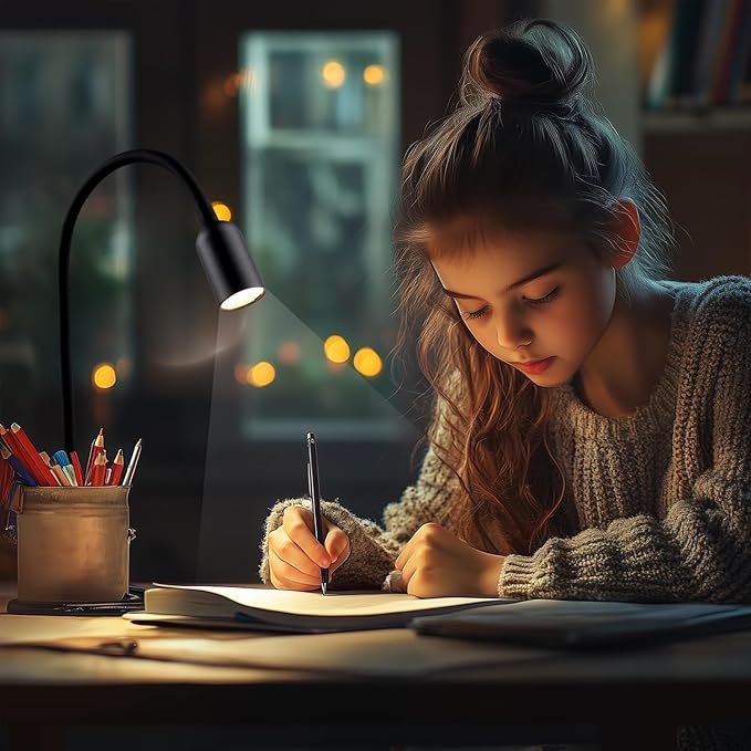 LED Reading Light for Bed Headboard – Dimmable Clip-On Book Light with Flexible Gooseneck, Adjustable Color Temperature (3000/4000/6000K), USB-Powered Desk Lamp for Dorms and Home
