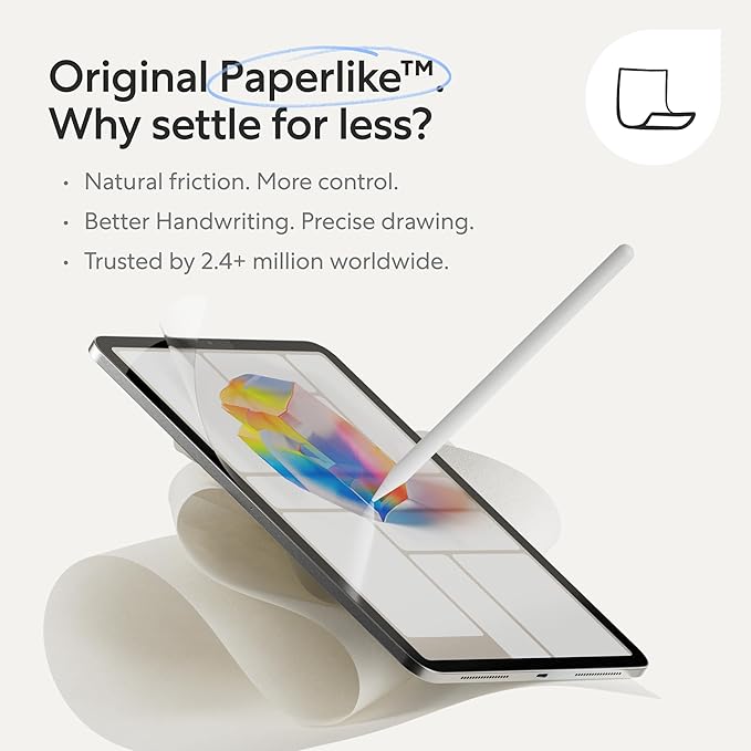 Paperlike 3 Screen Protector (2x) for iPad Air 13” (2024/25) & Pro 13” (2024/25) – True Paper-Feel, Bubble-Free Install (Butterfly), Protects Pencil Tip