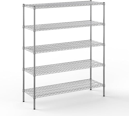 18" Deep x 54" Wide x 64" Height Wire Shelving Kit | 5-Tier | NSF Commercial Storage Rack Unit