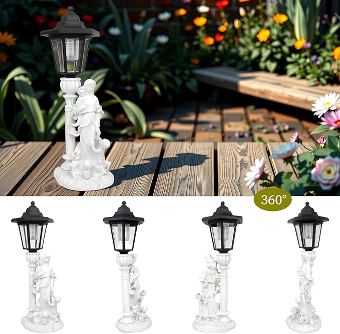 Solar Motherly Love Garden Decor, Outdoor Statues with Solar Powered Lantern for Outside Patio Yard Backyard Gifts for Mother's Day Birthday Housewarming