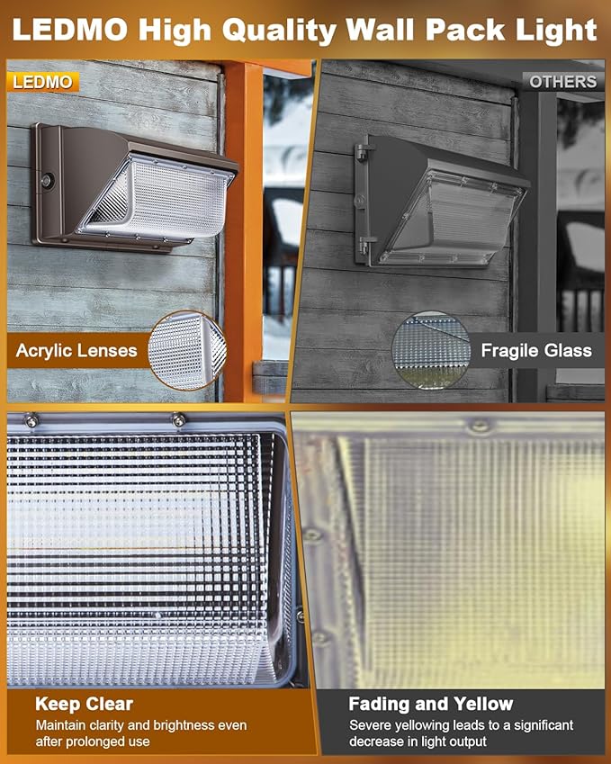 LEDMO 120W LED Wall Pack Light 4 Pack Dusk to Dawn with Photocell Outdoor Commercial Industrial Lights 840W HPS HID Equivalent 5000K Security Flood Lighting for Buildings,Warehouse, Parking,Yard