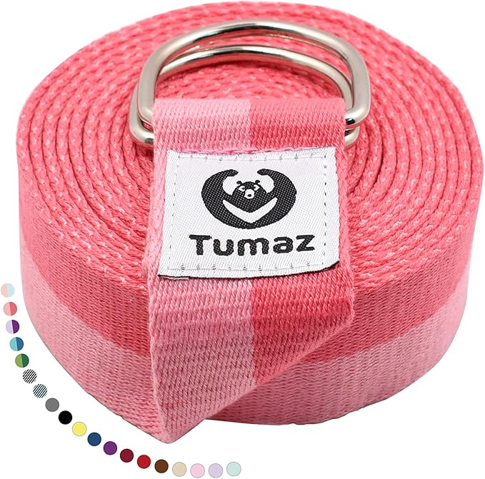 Tumaz Yoga Strap/Stretch Bands [15+ Colors, 6/8/10 Feet Options] with Extra Safe Adjustable D-Ring Buckle, Durable and Comfy Delicate Texture - Best for Daily Stretching, Physical Therapy, Fitness