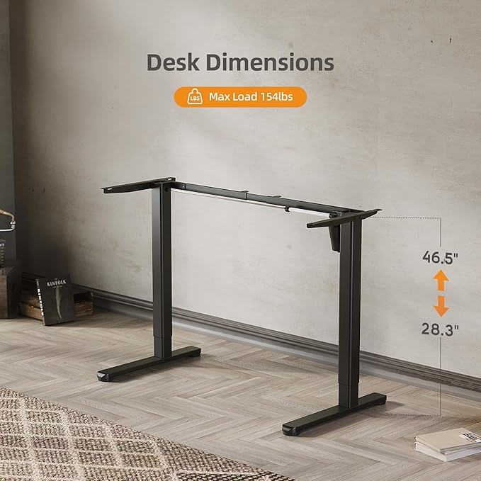 Claiks Standing Desk Frame, Electric Stand Up Desk Legs Frame Workstation Up to 63",C-Shaped Adjustable Standing Computer Desk for Home and Office, (Black Frame only)