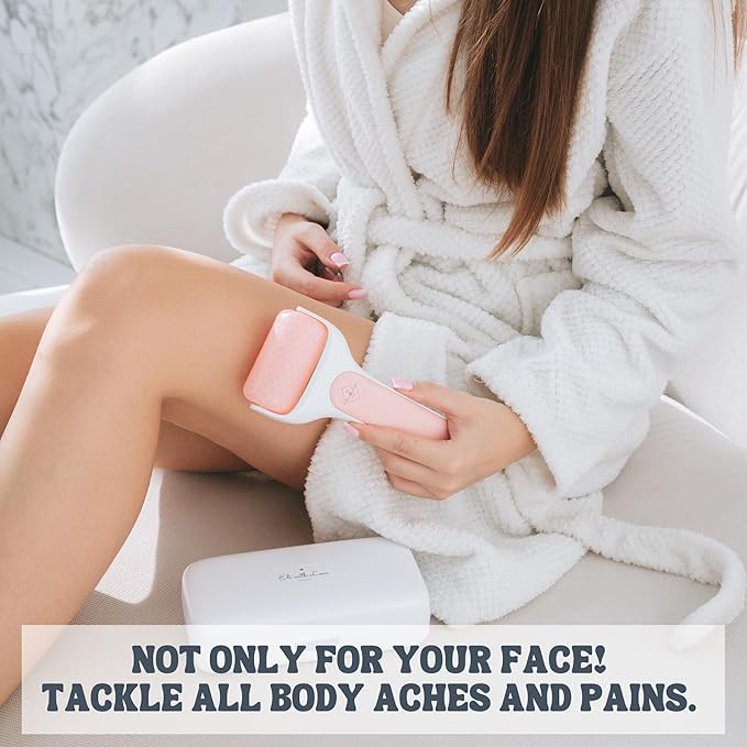 Eli with Love Ice Roller for Face Premium Facial Ice Roller with Carry Case and 2X Rollers for Long Lasting Cold - Eye Roller for Puffy Eyes & Cold Massage for Migraines (Pink (with case))