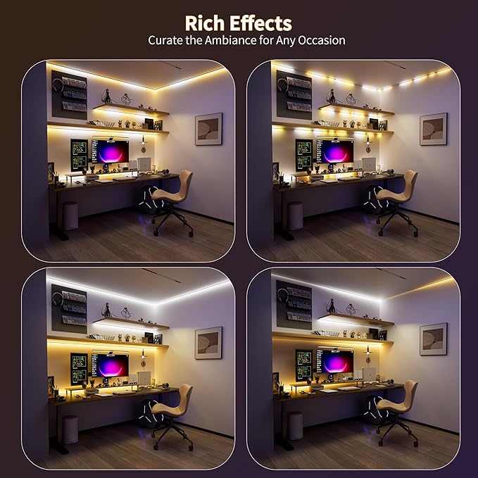 PAUTIX COB LED Strip Lights Addressable 2700K-6500K Chasing White Light CCT Smart IC Tunable Tape Lights 16.4ft Super Bright Dimmable,Alexa Voice Control,for Under Cabinet Bedroom Kitchen DIY Lighting