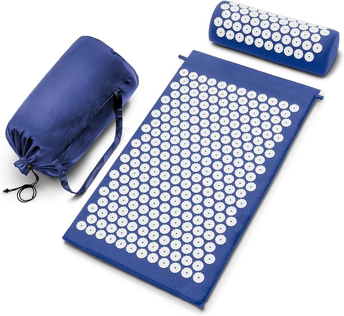 Sivan Health and Fitness Acupressure Mat and Pillow Set - Grounding Mat for Stress, Back & Neck Pain - Acupuncture Point Massage Mat for Muscle Relaxation, Sciatica, & Meditation - Includes Carry Bag