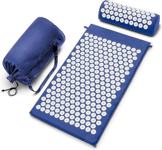 Sivan Health and Fitness Acupressure Mat and Pillow Set - Grounding Mat for Stress, Back & Neck Pain - Acupuncture Point Massage Mat for Muscle Relaxation, Sciatica, & Meditation - Includes Carry Bag