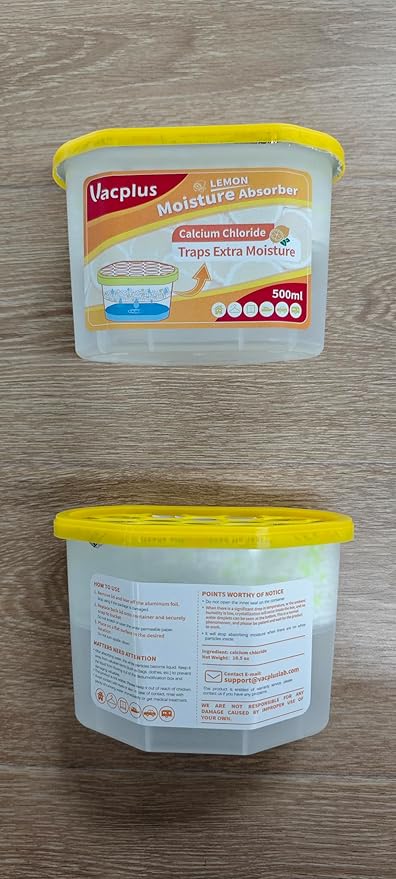 Vacplus Moisture Absorbers 6 Pack, 10.5 Oz Portable Humidity Absorber Boxes for Your Bathroom, Closet & Car, Dehumidifier with Lemon Fragrance, Yellow