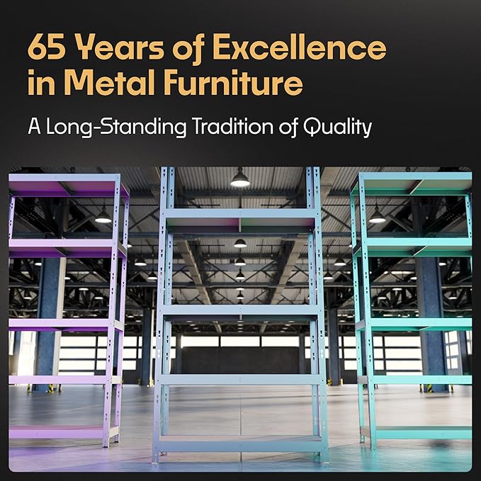 Metalkast Heavy-Duty Metal Garage Shelving | 71" H x 47" W x 24" D | Adjustable Industrial Storage Rack with Wire Shelves | 5-Tier Steel Shelving Unit, 5,000LB Capacity, Rust-Resistant Coating