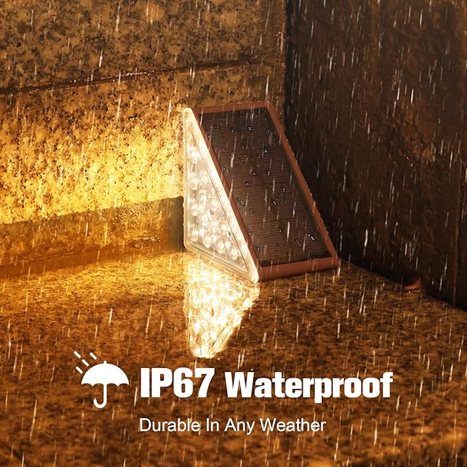 VOLISUN Solar Step Lights Outdoor Waterproof, LED Outdoor Stair Lights, Solar Step Light for Outside, Deck Light Decor for Stair,Front Porch and Patio(Brown,8 Pack)