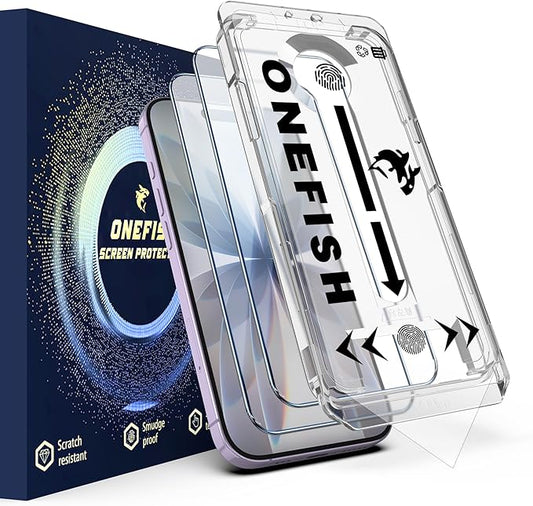 OneFish Screen Protector for iPhone 17, HD Clear, Full Edge Coverage 6.3" 17, Scratch Resistant, Bubble Free, Easy Installation, Auto Dust-Elimination, 2 Pack