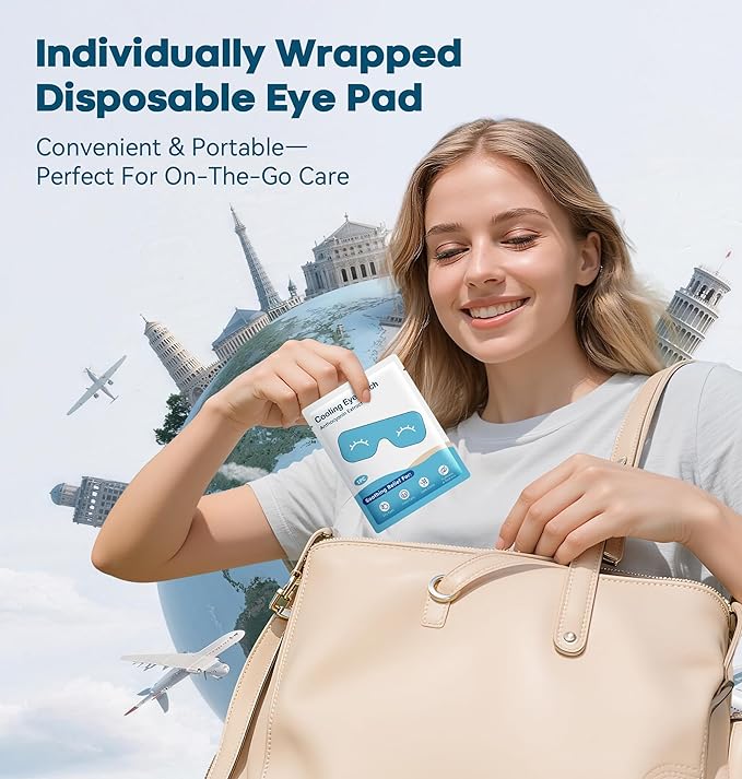 8-Pack Cold Eye Mask, Disposable Hydrogel Eye Patches, Gel Sheet Mask for Tired Eyes & Puffiness，Self Cooling Compress, Travel Essentials & Relaxation Gifts for Women, Stocking Stuffers for Adults