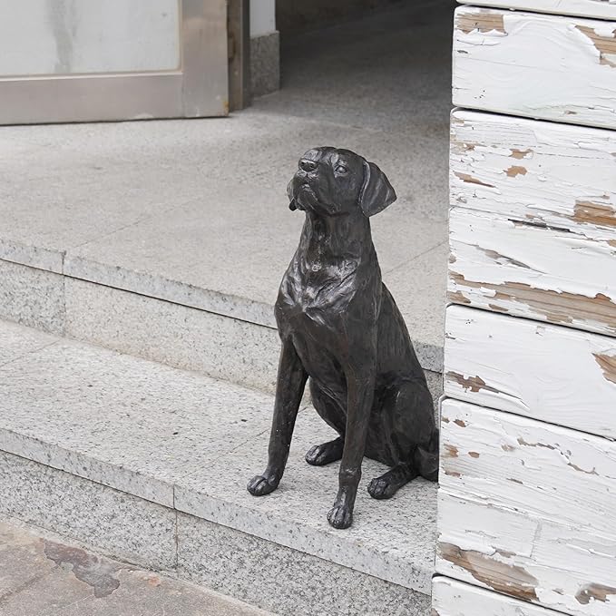Garden Statue Outdoor Decorations Dog-Figurine – 19inch Black Labrador décor Sculpture Sitting Statue Resin Sculpture for Patio Lawn Yard Porch Garden 12.25L*8.25W*19H