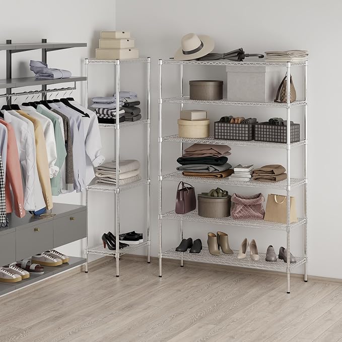 18" Deep x 48" Wide x 74" Height Wire Shelving Kit | 6-Tier | NSF Commercial Storage Rack Unit