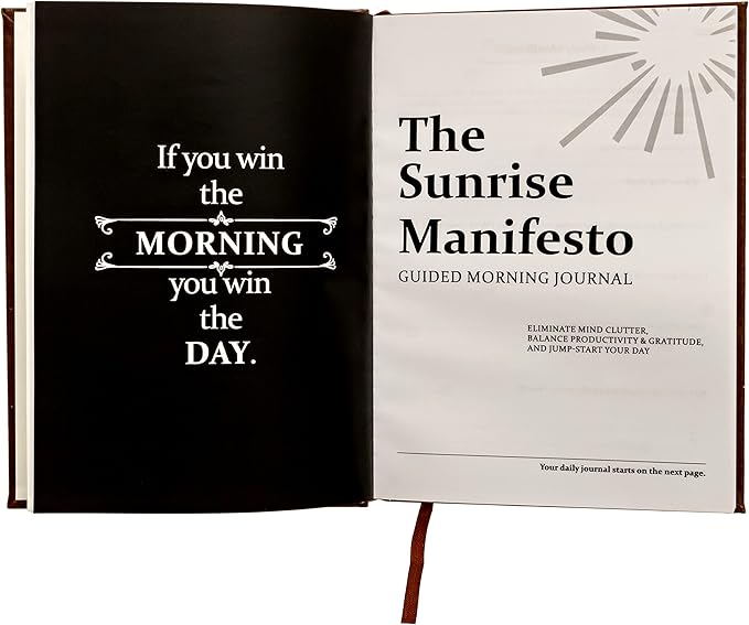 SaltWrap Sunrise Manifesto: Daily Morning Guided Journal for Gratitude, Mindfulness, Wellness, Self Care for Women & Men – 5 Minute Reflection Journal