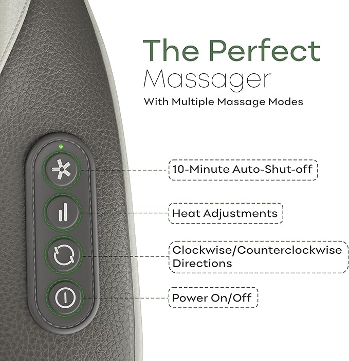 Electric Shiatsu Neck and Back Massager for Pain Relief - Deep Tissue Massager w/Heat Function to Relax Muscles - Cordless Shoulder & Neck w/ 4D Kneading Heated Massage - Ideal Gift