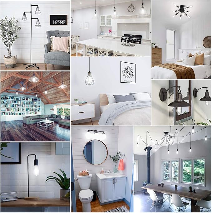 MAXvolador Vintage LED Edison Bulb 60W Equivalent 800LM, 6W ST58 LED Filament Light Bulb, Daylight White 5000K, E26 Base, Non-Dimmable, Pack of 12