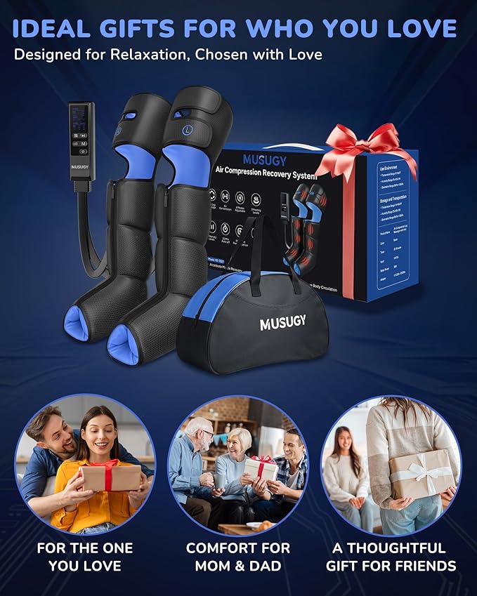 Leg Massager with Heat and Compression : Sequential Compression Boots with 6 Modes,9 Intensity and 3 Heat for Circulation and Pain Relief - Christmas Birthday for Mom, Dad, Athletes, Gym