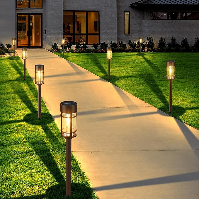 8 Pack Solar Outdoor Lights, Bright Up to 10 Hrs Solar Lights Outdoor Waterproof Garden Decor for Patio Lawn Yard and Landscape