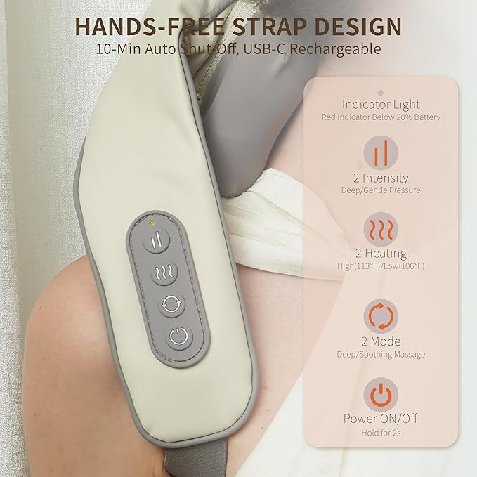 Breo N5 Mini Neck Massager with Heat, Electric Massager for Neck and Shoulder, Deep Massage at Home, Muscle Relaxation Gifts