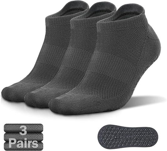NEWZILL 3 Pairs Non Slip Yoga Socks With Grips for Women & Men, Unisex Anti Skid Socks for Pilates Barre Workouts Hospital