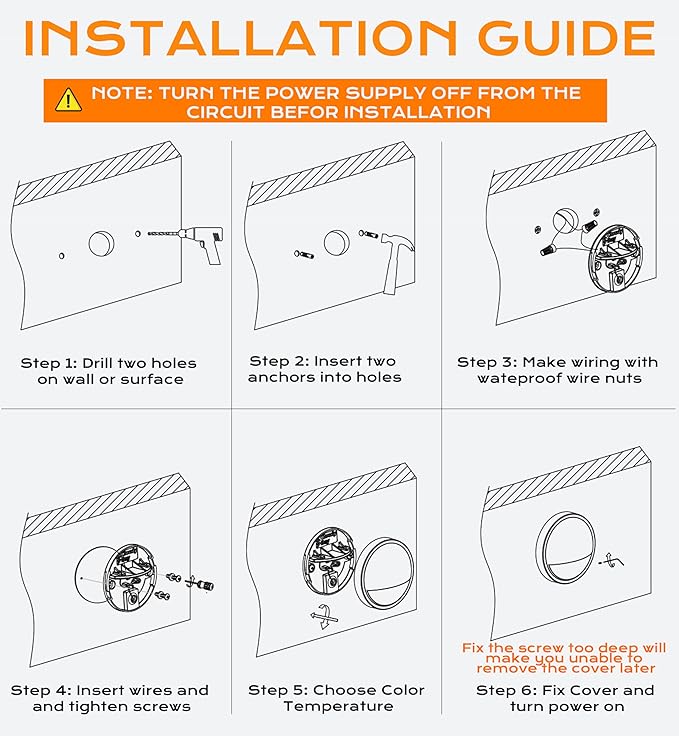 CLOUDY BAY [12 Pack] 3CCT Low Voltage LED Deck Lights Outdoor,2700K/3500K/5000K Selectable,Landscape Step Stair Railing Fence Light Wired,3W,12V-24V AC/DC Deck Lighting Fixtures