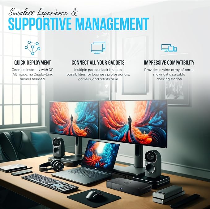Dell Performance Dock WD19DC Docking Station Dual Monitor with 240W. HDMI & DP Cables - Dock Station USB-C (Renewed)