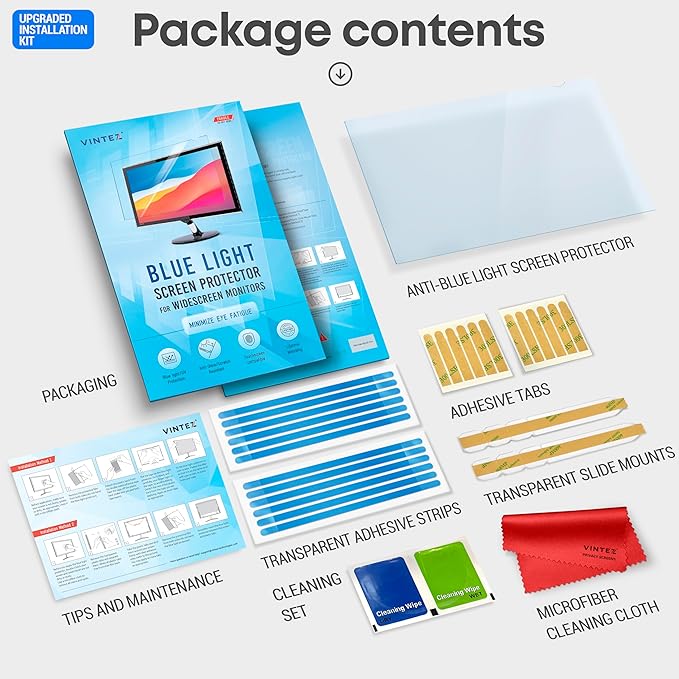 23 inch Blue Light Blocking Screen Protector Panel for 16:9 Widescreen Computer Monitor and Laptop - PC Anti-UV Eye Protection Filter Film - Anti-Scratch Diagonal Frame Shield [2 Pack]