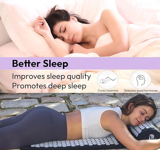 Acupressure Mat & Pillow Set - Acupressure Therapy for Back and Neck Pain Relief, Sciatica, and Pressure Point Aches, Ideal Acupuncture Mat for Sleeping Aid & Recovery (Purple)