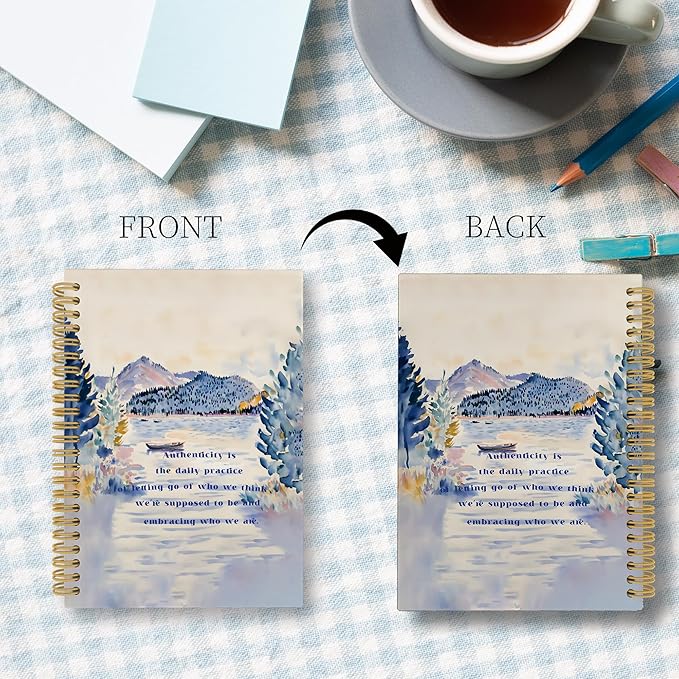 Therapy Office Mental Health Spiral Notebook, Authenticity Quote Positive Affirmation Journal, Motivational Notebooks for School Work, Inspirational Gifts for Women Men, 5.5x8.3 Inch