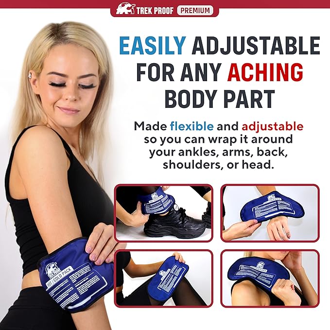 Ice Pack – Reusable Hot and Cold Therapy Gel Wrap Support Injury Recovery, Alleviate Joint and Muscle Pain – Rotator Cuff, Knees, Back & More (Gel Packs (2) Without Wrap)