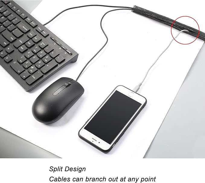 CrocSee 25ft - 1 inch Braided Cable Management Sleeve Cord Protector - Self-Wrapping Split Wire Loom for TV/Computer/Home Theater/Engine Bay - Black