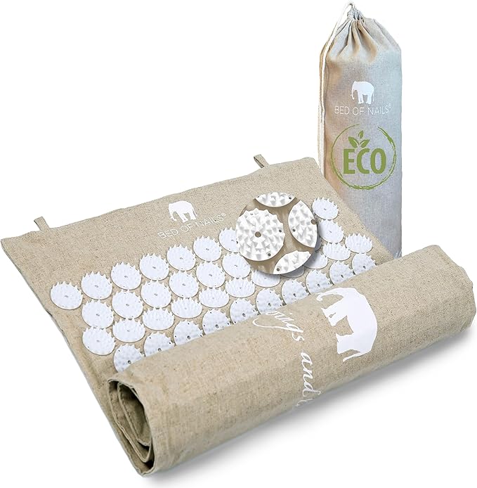 Bed of Nails Original Comfortable Premium Eco Acupressure Mat Pillow Cushion Strap for Pain Relief, Increased Energy, Relaxation, Muscle Recovery with Tote Bag (ECO Travel)
