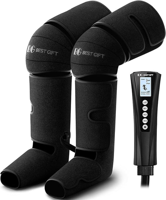 Bestgift Christmas Gifts for Men, Women, Mom, Dad, Mother's Day, Father's Day, Air Compression Massager with Heat for Foot, Leg, Calf, Thigh, Knee, Helpful for Muscle Fatigue, Cramps, Swelling, Edema