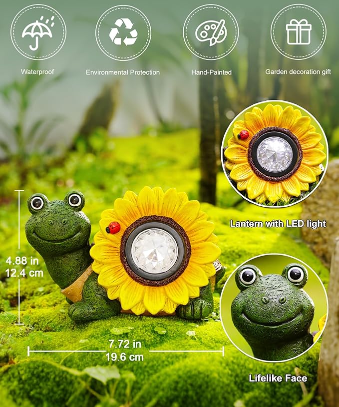 Solar Turtle Sunflower Light Garden Decor, Outdoor Statue Ornaments for Home Yard Lawn,Unique Gifts for Women Grandma Mom