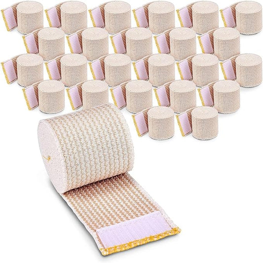Premium Elastic Bandage Wrap (2” Wide, 25 Pack) - Nexskin Latex Free Athletic/Medical Compression Bandages Hook & Loop Fasteners at Both Ends - Lifetime Washable & Reusable Bandages