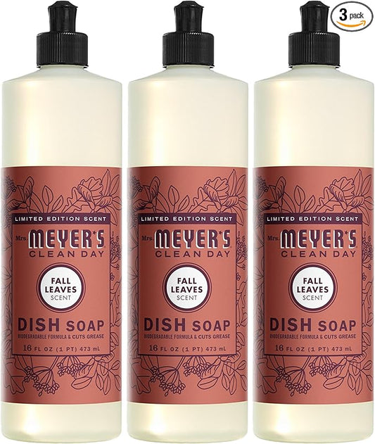 Mrs. MEYER'S CLEAN DAY Dish Soap, Fall Leaves Scent, 16 fl oz (Pack of 3)