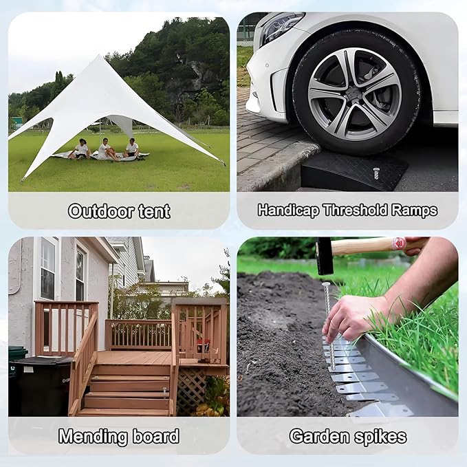 VVOKGO 12 Inch Rebar Stakes Metal Asphalt Anchoring Spikes Ground (16pcs), 1/2 Inch Diameter Galvanized Landscape Anchors Heavy Duty for Speed Bump, Handicap Threshold Ramps, Parking Limits Curb, Tarp