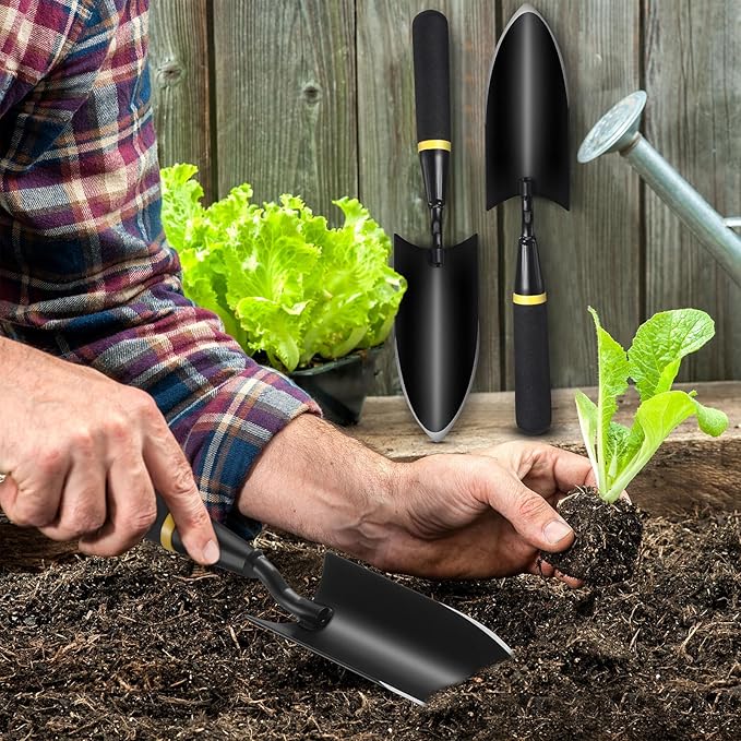 8 Garden Trowel Heavy Duty Garden Hand Shovel Tool Carbon Steel Trowel for Digging Metal Hand Shovel Spade with Resin Handle for Lawn Yard Farm Home Shop Planting