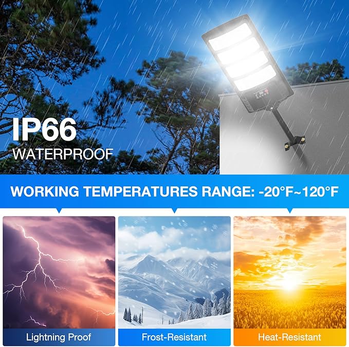 Solar Street Lights Outdoor Waterproof,400W 320°Wide Angle Flood Light, LED Solar Parking Light with Motion Sensor and Remote Control for Outdoor, Streets, Courtyards,Parking Garages,-1Pack